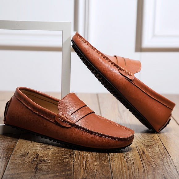 Men Flat Loafers Genuine Leather Fashion Men Boat Shoes