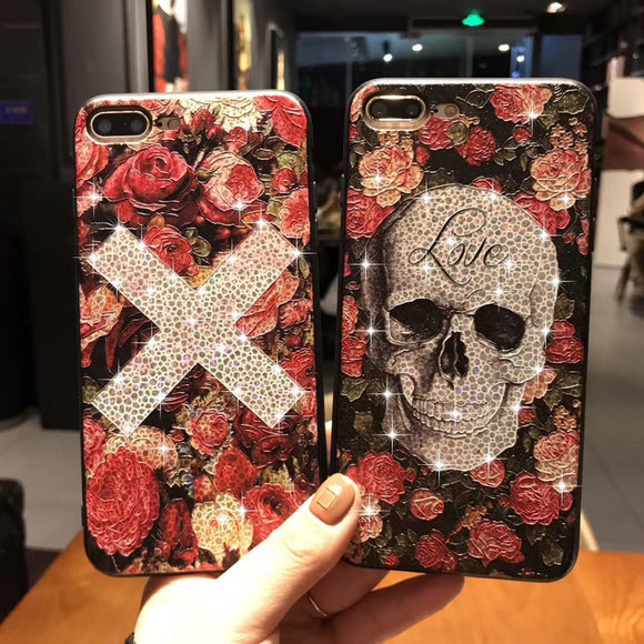 Skull Glitter Bling Flower Case For iPhone ( Buy One Get One 20% Off）