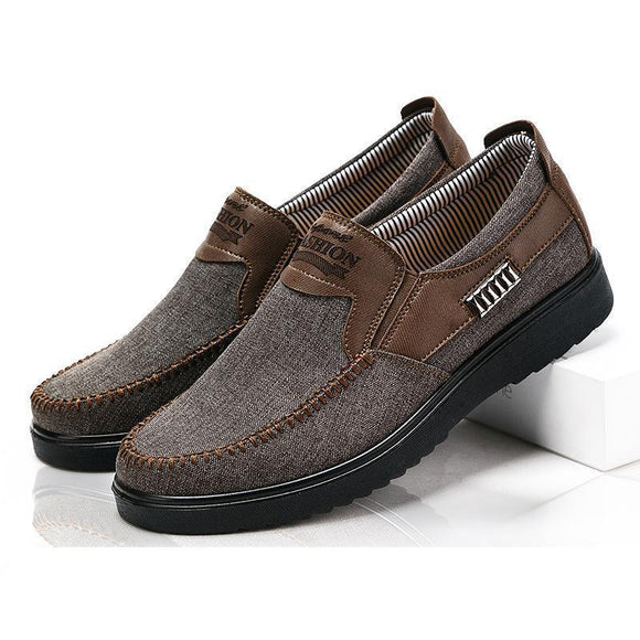 Kaaum Large Size Hand Stitching Slip On Casual Shoes For Men