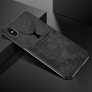 Phone Case - Luxury Deer Canvas Embossed Soft TPU Protective Phone Case For iPhone XS/XR/XS Max 8/7 Plus