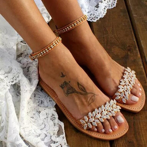 Kaaum Women‘s Rhinestone Open Toe Sandals