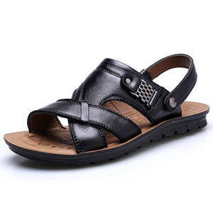Kaaum Men's Quality Genuine Leather Comfortable Soft Sandals