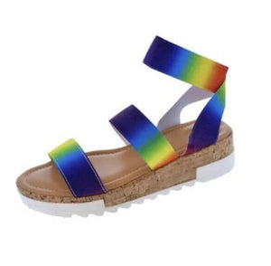 Kaaum Summer Rainbow Color Platform Sandals