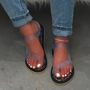 Kaaum Summer Women Soft Flat Slip On Fluorescent Color Jelly Sandals