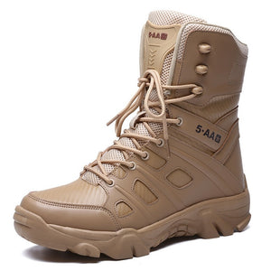 Kaaum Leather Waterproof Desert Combat Ankle Boots