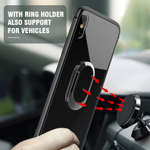 Magnetic Car Stand TPU+Ultra Thin Tempered Glass For iPhone X XS XR XS Max+ SCREEN PROTECTOR ( FREE)