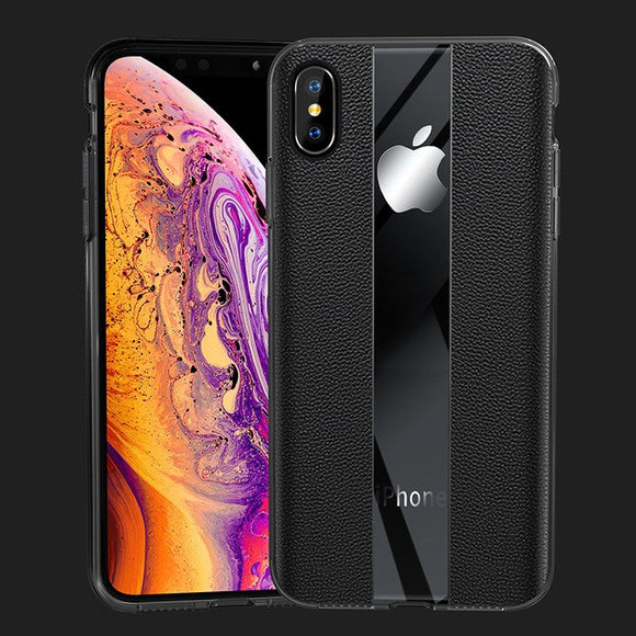 Phone Case - Luxury Litchi Leather & Clear TPU Protective Phone Case For iPhone XS/XR/XS Max 8/7 Plus