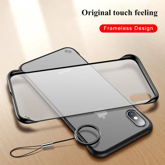 Kaaum Transparent Frameless With Finger Ring Phone Case For iPhone