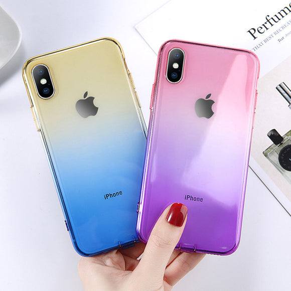 Phone Case - Luxury Ultra Thin Clear Gradient Soft TPU Silicone Phone Case For iPhone XS/XR/XS Max 8/7 Plus