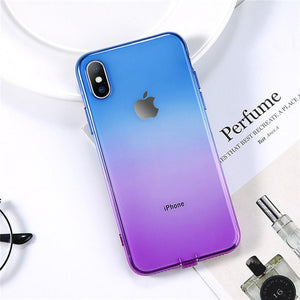 Phone Case - Luxury Ultra Thin Clear Gradient Soft TPU Silicone Phone Case For iPhone XS/XR/XS Max 8/7 Plus