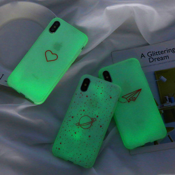 Phone Case - Luxury Luminous Cartoon Love Heart Stars Soft TPU Phone Case For iPhone XS/XR/XS Max 8/7 Plus