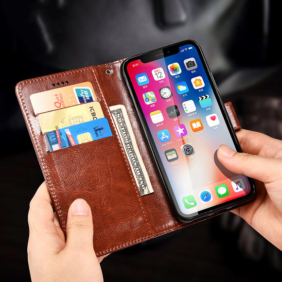 Phone Case - Luxury PU Leather Flip Wallet Card Slots Phone Case For iPhone X/XS/XR/XS Max 8/7 Plus