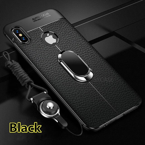 Kaaum Luxury Litchi Silicone Magnetic Car Holder Case For iPhone