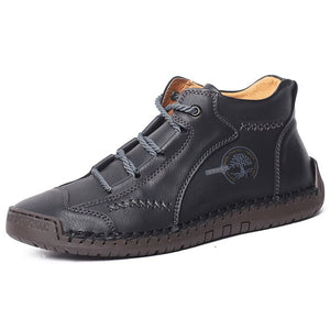 Men Retro Split Leather Hand Stitching Ankle Boots