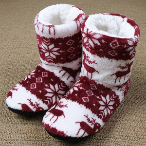Women's Shoes -  Winter Warm Cotton Plush Insole Christmas Elk Socks Home Slippers