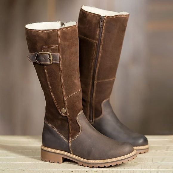 Warm Ladies Snow Boots High Boots Leather Martin Boots