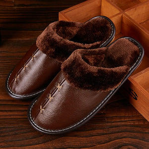 Kaaum Unisex Warm Genuine Leather Slippers