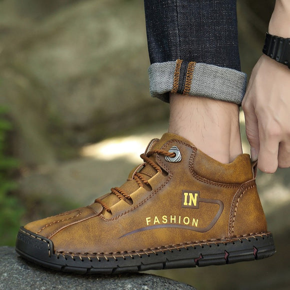 Men's Split Leather Waterproof Outdoor Ankle Boots
