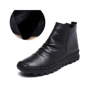 Women's Shoes - Genuine Leather Waterproof Warm Ankle Boots For Ladies