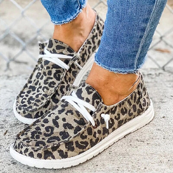 Woman Leopard Flat Casual Loafers