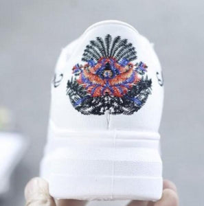 Women's Shoes - Embroidered Breathable Hollow Lace-Up Sneakers