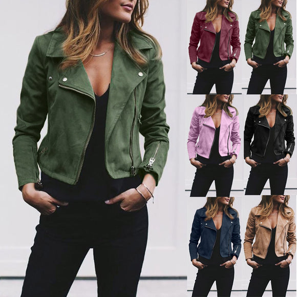 Women's Clothing - Retro Rivet Zipper Up Bomber Jacket