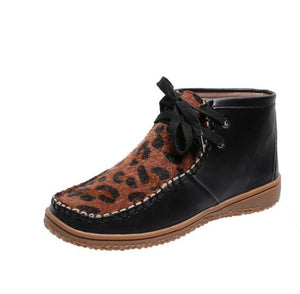 Kaaum Women's Leopard Comfort Casual Ankle Boots