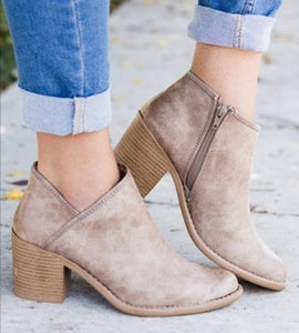 Women Autumn Vintage Chunky Ankle Boots
