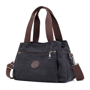 Bag -  Vintage Solid Multi-pocket Canvas Handbags