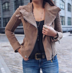 Women's Clothing - 2019 Fashion Women's Polyurethane Leather Long Sleeve Jacket