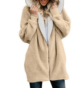 Women's Clothing - Zipper Cashmere Solid Sweet Long Sleeve Hoodie Teddy Bear Coats(Buy 2 Got 10% off, 3 Got 20% off Now)