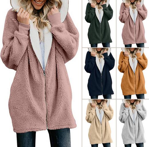 Women's Clothing - Zipper Cashmere Solid Sweet Long Sleeve Hoodie Teddy Bear Coats(Buy 2 Got 10% off, 3 Got 20% off Now)