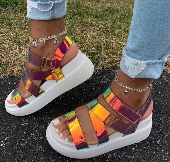 Kaaum Women's Platform Colorful Sandals