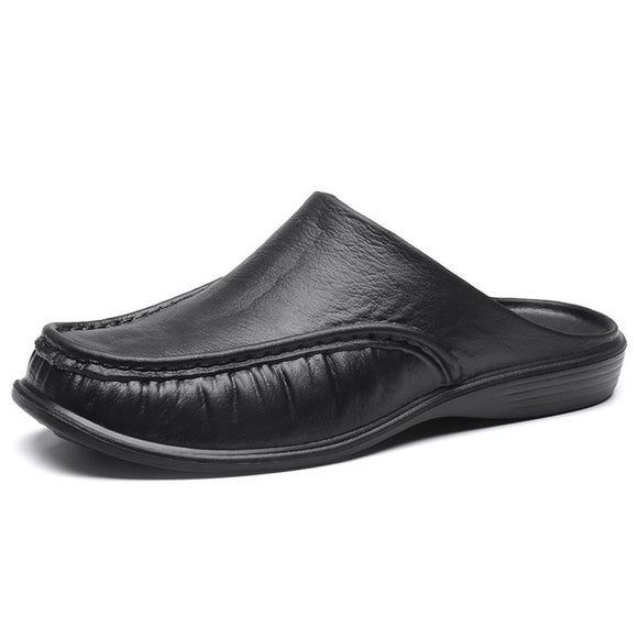 Men 2020 Summer Fashion Lightweight Leather  Slippers