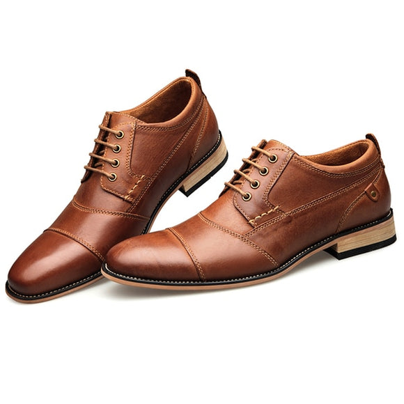 Top Quality Oxfords British Style Men Genuine Leather Business Dress Shoes