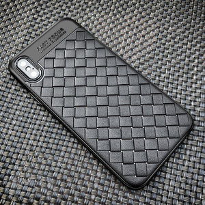 Luxury Woven Pattern Texture TPU + PC Case For iphone 7 8 Plus X