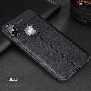 Luxury Litchi Leather Dirt-resistant Cover for iPhone X XS MAX XR