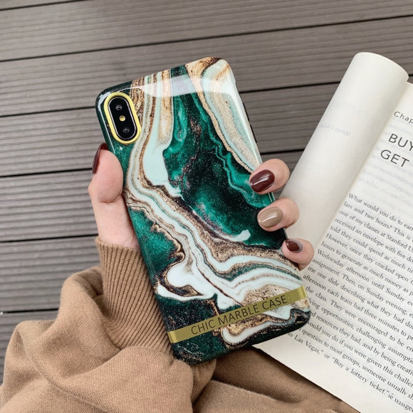 Glossy Agate Marble Case for iphone X XS Max XR XS
