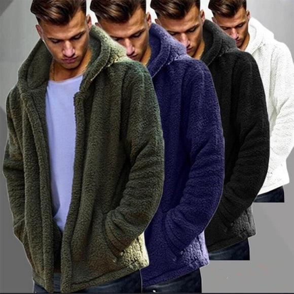 Kaaum Men winter plush warm casual coat hoodies