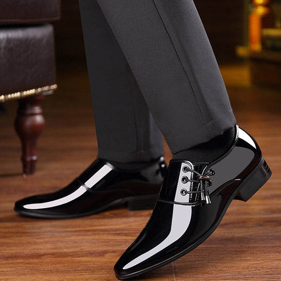 Men Formal Wedding Footwear Pointed Toe Fashion PU Leather Shoes
