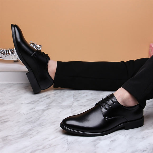 Men's Brand Leather Formal Shoes Lace Up dress shoes