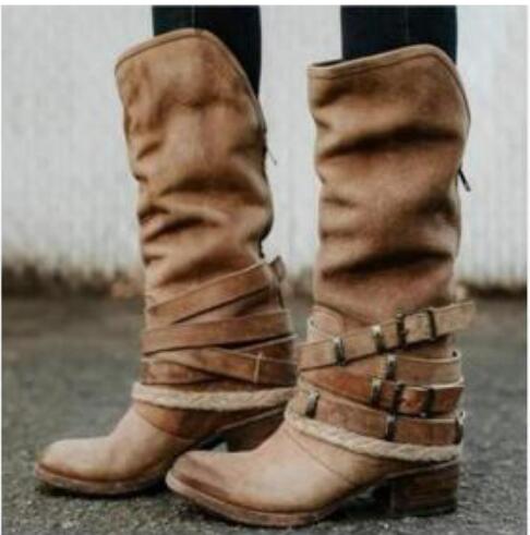 Women's Shoes - 2019 Vintage Knee High Buckle Strap Boots