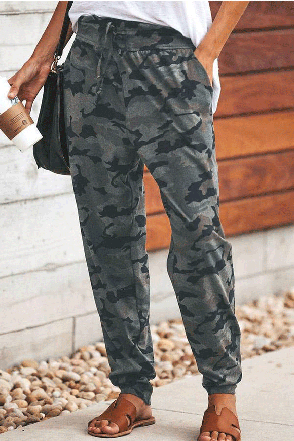 Women's Clothing - Long Camouflage Casual Pants