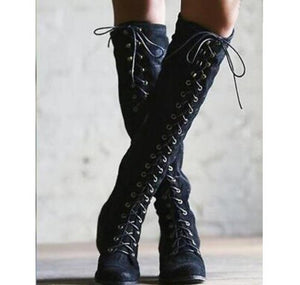 Shoes - Women's Cross tied Knee High Boots（Buy 2 Got 5% off, 3 Got 10% off Now)