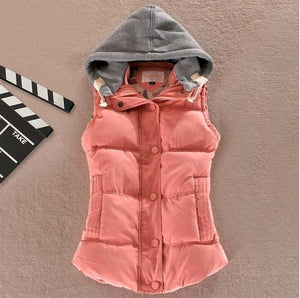 Clothing - Women's Warm Wool Collar Hooded Down Vest